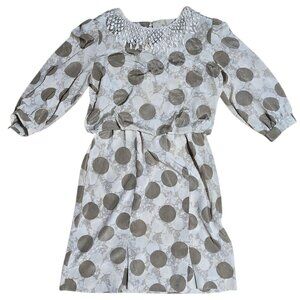 Lady Carol New York Womens Dress Size 12 Polka Dot Pattern Vintage Cream Brown